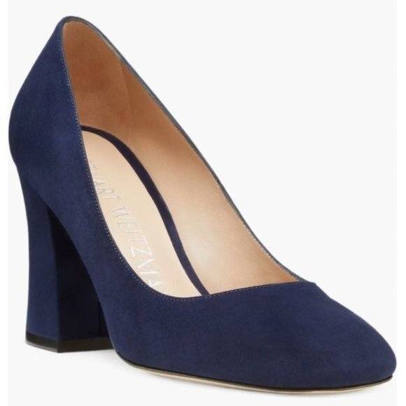 Stuart Weitzman Curveblock 85 Pumps in Nice Blue - Picture 1 of 7
